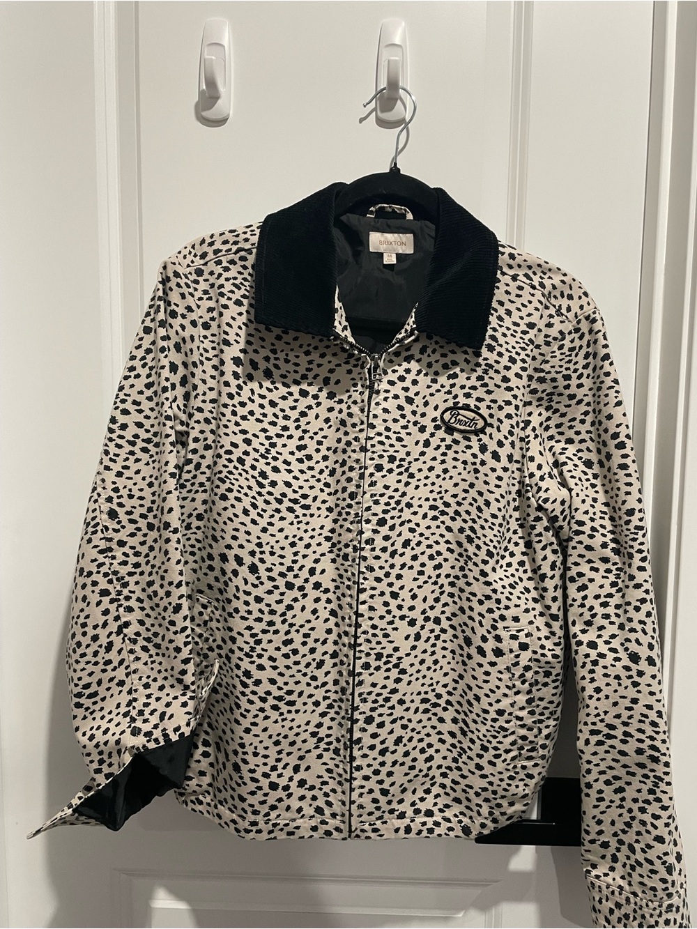 Brixton Black-Spotted Cream Jacket with Corduroy Collar